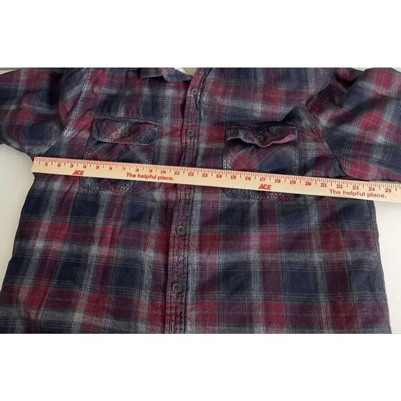 FREEDOM FOUNDRY XL Faux Fur Sherpa Lined Shacket Shirt Mens Corduroy Check Plaid - Picture 5 of 12